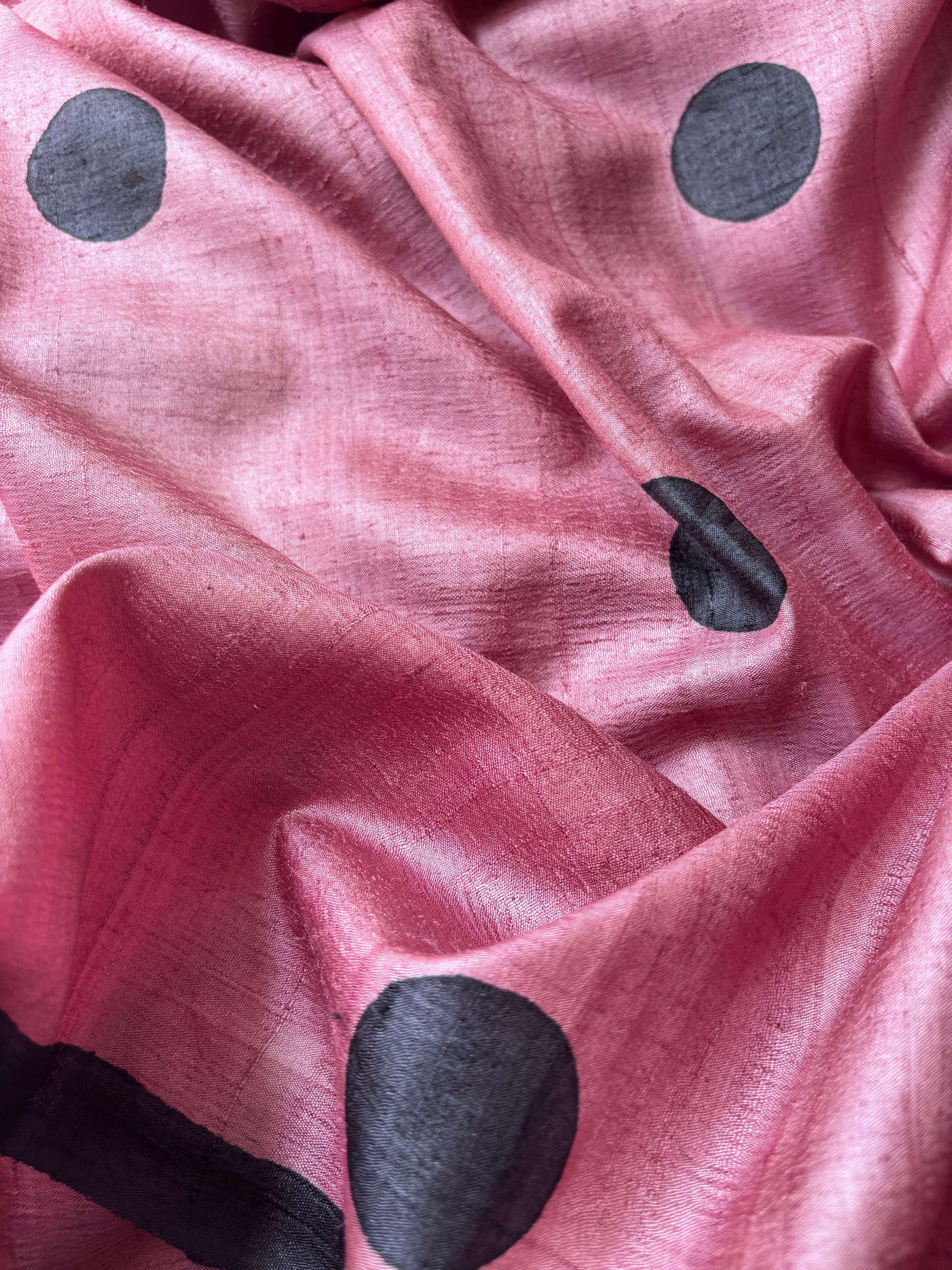 Peach Tussar Saree